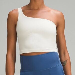 Lululemon Ribbed Nulu Asymmetrical Yoga Tank Top Light Support A/B Cup Bone 10